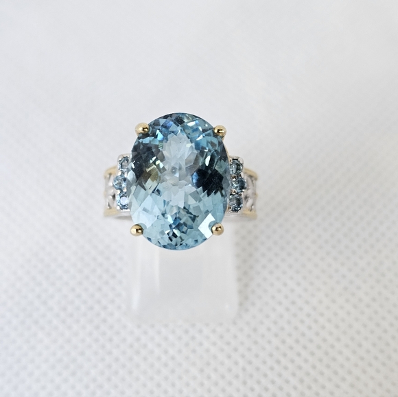Gems En Vogue Jewelry - Natural Gems En Vogue Swiss Blue Topaz  Palladium Sterling Silver 18K Size 7